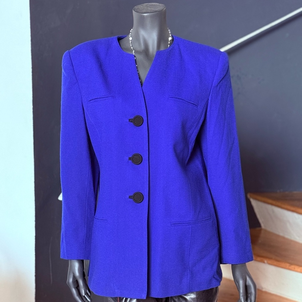 Wool Kasper Women's Vibrant Blue Blazer